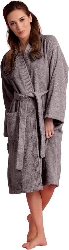 Soft Touch Linen Women's Robe Terry Cotton Cloth- Kimono Style- Thick, Breathable & Comfortable- Lightweight & Absorbent