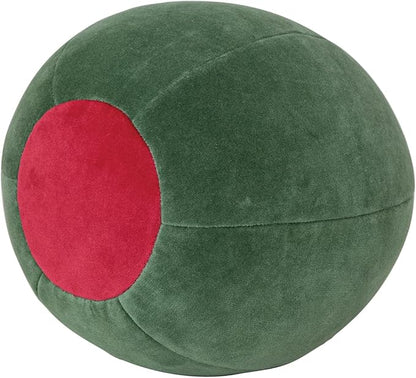 Creative Co-Op Cotton Velvet Olive Shaped Pillow, Green and Red
