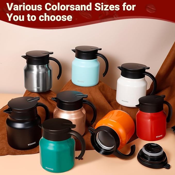 27Oz Thermal Coffee Carafes For Keeping Hot/Cold, Stainless Steel Coffee Carafe, Dustproof Insulated Water Carafe for Party/Home,Red