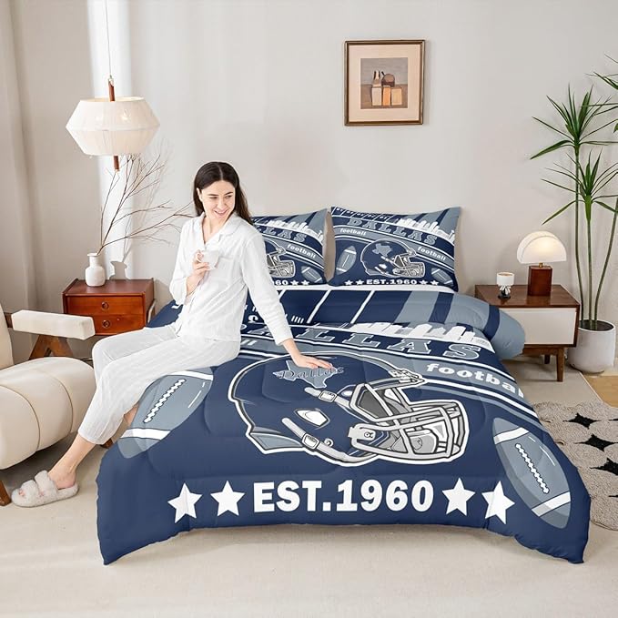 Feelyou Football Bedding Set Toddler Size Boys Girls Rugby Sports Comforter Set Microfiber Women Men Football City Duvet Quilt Bedroom Decor