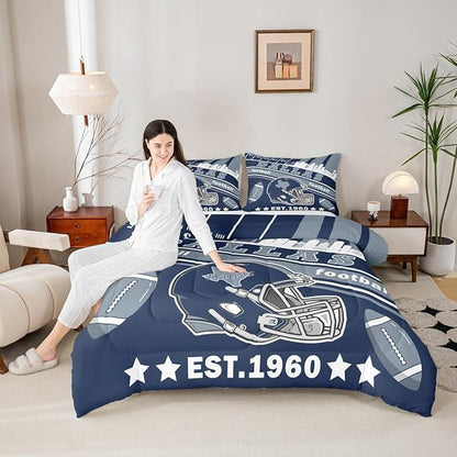 Feelyou Football Bedding Set Twin Size Boys Girls Rugby Sports Comforter Set Microfiber Women Men Football City Duvet Quilt Bedroom Decor