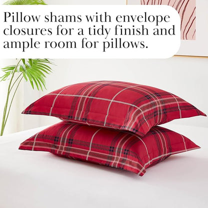 Southshore Fine Living, Inc. Vilano Plaid Collection - Red King Size Comforter Set, Premium Bedding, All-Season Down Alternative, Soft Coverlet, Oversized 3-Piece California King Comforter Set, Red