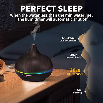 550ML Black Aroma diffusers for Essential Oils, Large Office Essential Oils Aromatherapy Diffuser with Ambient Light & 3 Timer, waterless auto Off Cool Mist humidifier Vaporizers for Bedroom Kids