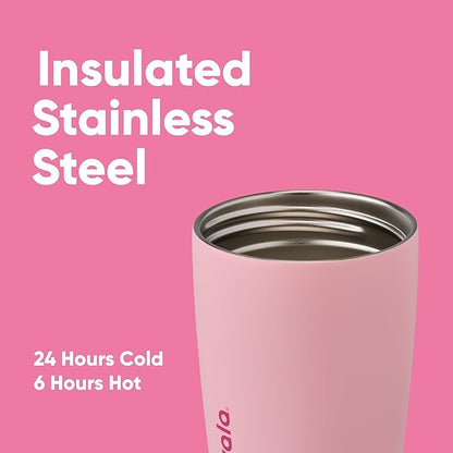 Owala SmoothSip Slider Insulated Stainless Steel Coffee Tumbler, Reusable Cup, Hot Coffee Travel Mug, BPA Free 12 oz, Pink (Pucker Up) (Pack of 8)