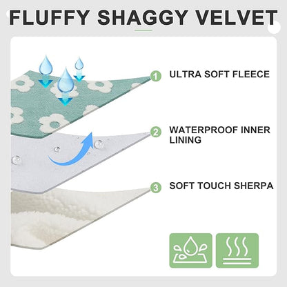 BEAUTYZOO Waterproof Dog Blankets for Medium Large Dogs Washable- Reversable Dog Blanket for Furniture, Sofa, Couch, Crate, Car- Soft Sherpa Dog Throw Plush Pet Bed Blanket Cat Puppy, 40"x60" Blue
