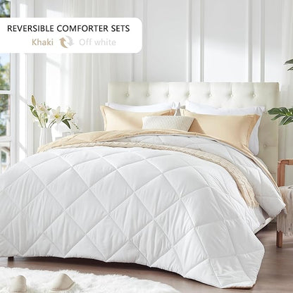 NexHome Down Alternative Solid Comforter Set Twin Size, Lightweight Comforter Set Thin Microfiber Reversible