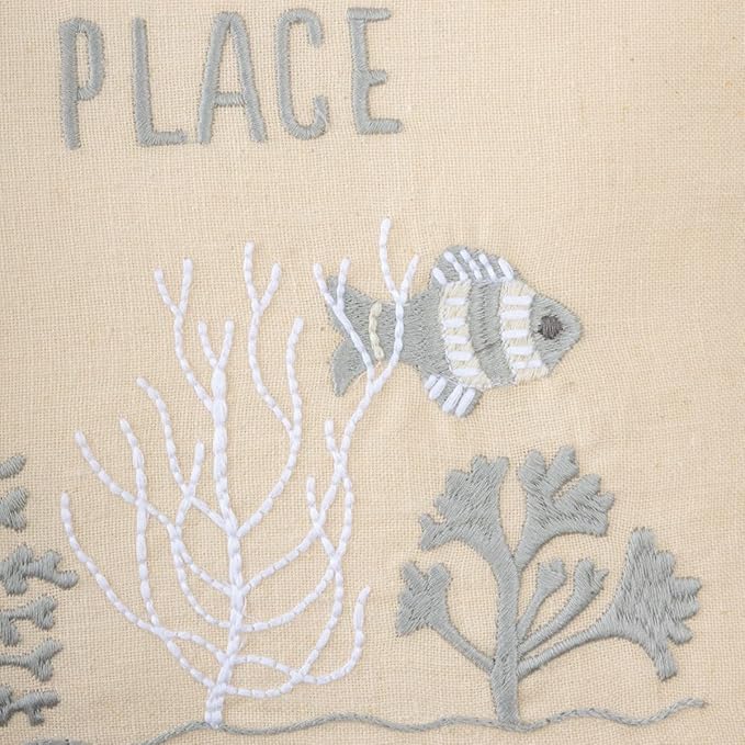 Primitives by Kathy Pillow-The Beach is My Happy Place, Light Gray, Dark Gray, Cream, White