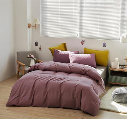 CLOTHKNOW Pale Mauve King Size Comforter Set 3Pcs Dusty Purple Bedding Comforter Sets Soft All Season Purple Comforter with 2 Pillow Cases