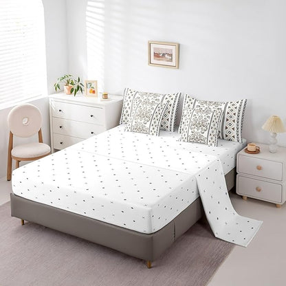 Comforter Set Twin Size, Olive Brown Damask Aztec 7 Pcs Bedding for Kids and Adults, Antique Decor Western Baroque Gothic Bed Sheet Sets with Fitted Sheet 2 Pillowcases & 2 Shams for Bedroom Bed Decor