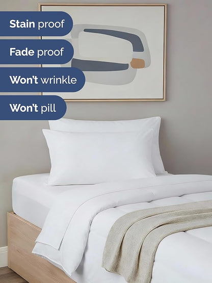 Twin XL Comforter Set - 5 Piece Bed in a Bag Twin XL Size Bed Set - Down Alternative Comforter, Flat Sheet, Fitted Sheet, Pillowcase & Sham for All Seasons - Ultra Soft, Comfy and Breathable - White