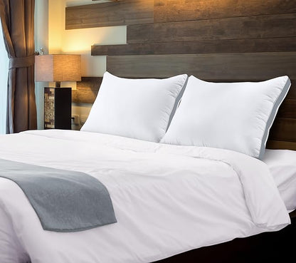 Utopia Bedding Bed Pillows for Sleeping Queen Size (Grey), Set of 2, Soft & Fluffy Pillow with Down Alternative Filling, Cooling, Hotel Quality, Gusseted Pillow for Back, Stomach or Side Sleepers