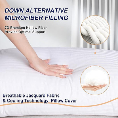 King Size Pillows Set of 4 Hotel Collection Bed Pillow for Sleeping King Pillows 4 Pack for Back, Stomach or Side Sleepers Soft and Supportive Washable Pillow for Bedroom