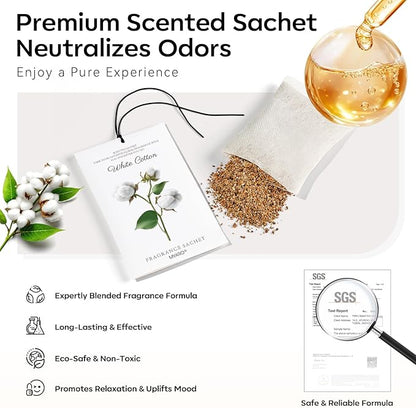 MYARO 12 Packs Scent Sachets for Closet Clothes Storage - White Cotton Fragrance Long Lasting Home Air Freshener Odor Deodorizer