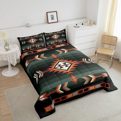 Erosebridal Southwestern Geometric Comforter Set Western Aztec Quilt Sets Boho Exotic Tribal Bedding Set Toddler Rustic Farmhouse Home Decor Bohemian American Native Bed Set 1 Pillow Case