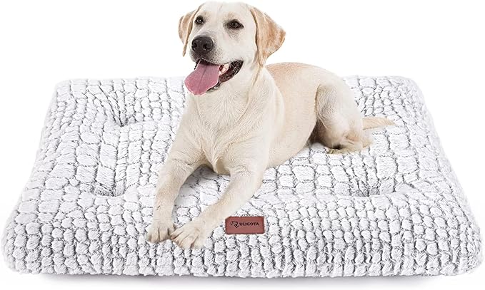 ULIGOTA Dog Bed Crate Mat Plush Kennel Pad for Small to Large Dogs - Soft, Anti-Slip, Comfy