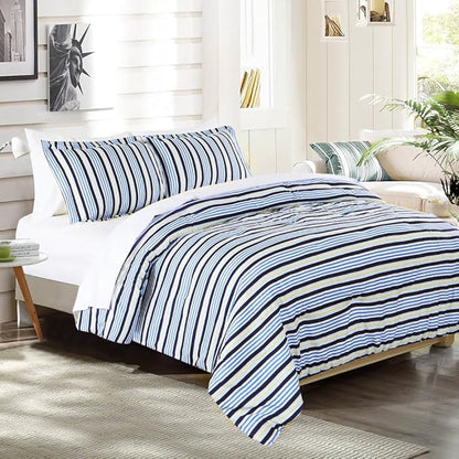 EMME Queen Comforter Set 7 Piece Bedding Sets, Blue Bed in a Bag Bedspreads Queen Size with Comforter, Sheets, Pillowcases & Shams,Soft Down Alternative Bed Set for All Season