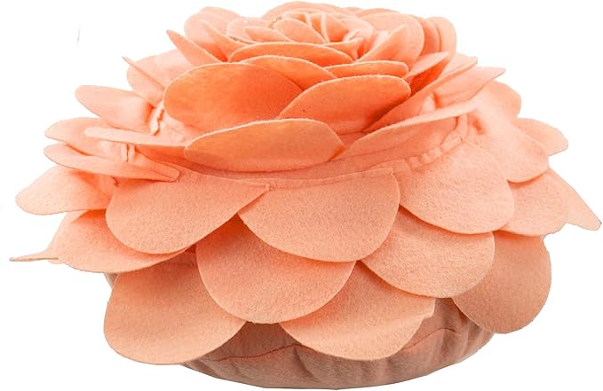 Fennco Styles Eva's Flower Garden Decorative Filled Throw Pillow 13" Round - Peach Floral Accent Pillow for Home, Couch, Bed, Living Room, Holiday and Office Décor