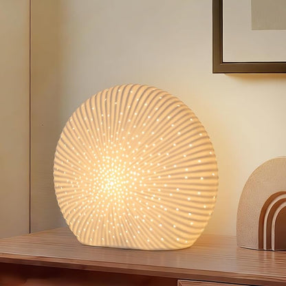 10.5"Modern Ceramic Table Lamp,White bedside table lamp, night Lamp,Decorative Lamp,Ambient lighting,Artistic lamp,Suitable for living room, bedroom, entrance, Kitchens, Corded, Bulb Included