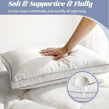 Luxury Goose Feather Down Pillow Standard Size Set of 2,Premium 3-Chamber Bed Pillows for Deep Sleep,900+ Fill Power,400 Count Cotton Shell,Hotel Quality Pillow for Side, Back Sleepers,20" x 26"