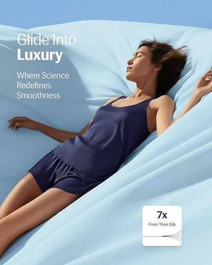 REST® Evercool®+ Starter Sheet Set, Full, Light Blue, Breathable Bed Sheet for Hot Sleeper and Night Sweats, with Pillowcases, Ionic+ Self-Cleaning Silver Yarn for Sensitive Skin, 3PCS No Flat Sheet