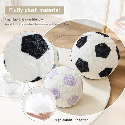 Soccer Throw Pillow Black Round Football Ball Pillow Soccer Plush Pillows Aesthetic Home Decor Soccer Ball Decorative Pillow Soft Soccer Ball for Bed Couth