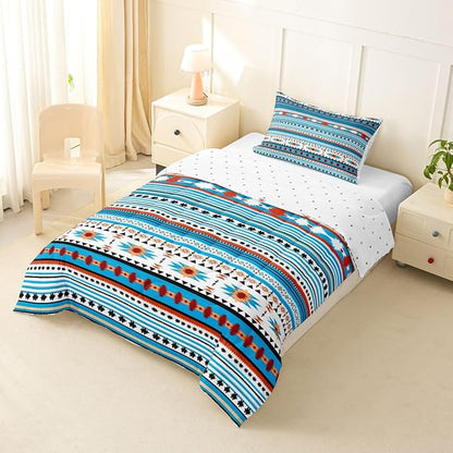 Erosebridal Southwestern Comforter Set Twin Boho Geometric Quilt, Tribal Arrow Bedding Set Western Duvet Insert, Country Room Decor Blue White