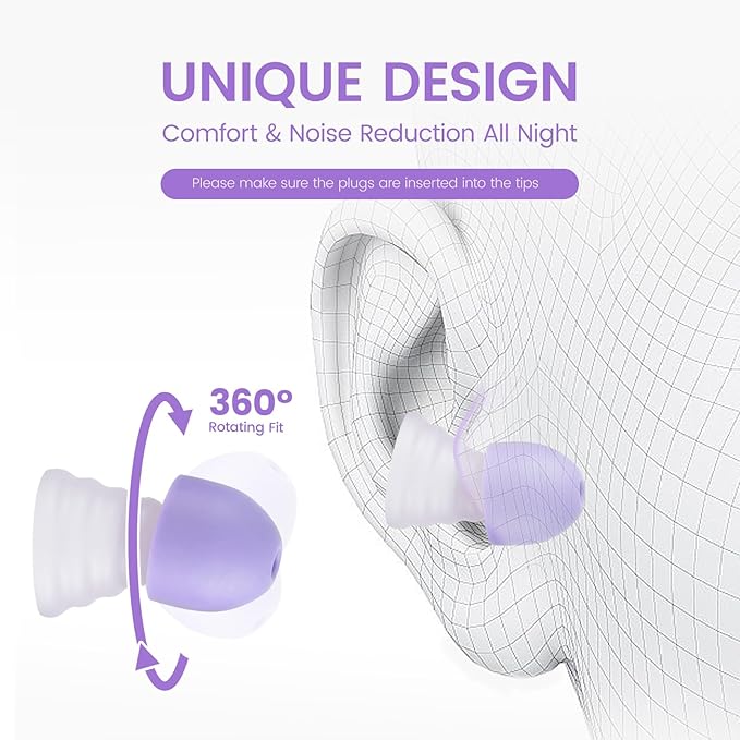 Zeroplus Cocoon EarPlugs - Ultra-Comfy Reusable Noise Reducing Earplugs 26dB NRR for Sleep,Deep Focus,Travel, Noise Sensitivity Hearing Protection Noise Reduction(Purple)