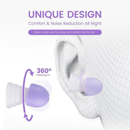 Zeroplus Cocoon EarPlugs - Ultra-Comfy Reusable Noise Reducing Earplugs 26dB NRR for Sleep,Deep Focus,Travel, Noise Sensitivity Hearing Protection Noise Reduction(Purple)