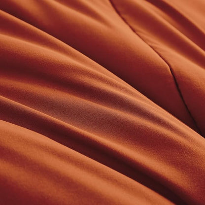 Maple&Stone Full Size Comforter Set 7 Pieces Bed in a Bag - Down Alternative Bed Set with Sheets, Pillowcases & Shams, Soft Reversible Duvet Insert, Burnt Orange