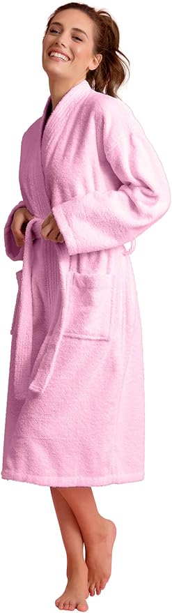 Soft Touch Linen Women's Robe Terry Cotton Cloth- Kimono Style- Thick, Breathable & Comfortable- Lightweight & Absorbent