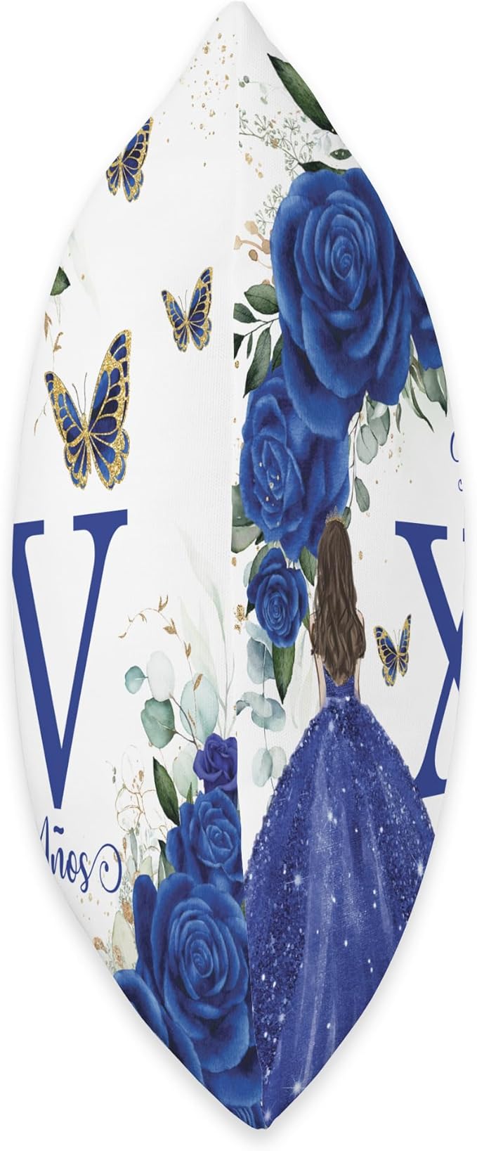 Royal Blue Roses Floral Quinceañera Mis XV Años Throw Pillow Throw Pillow