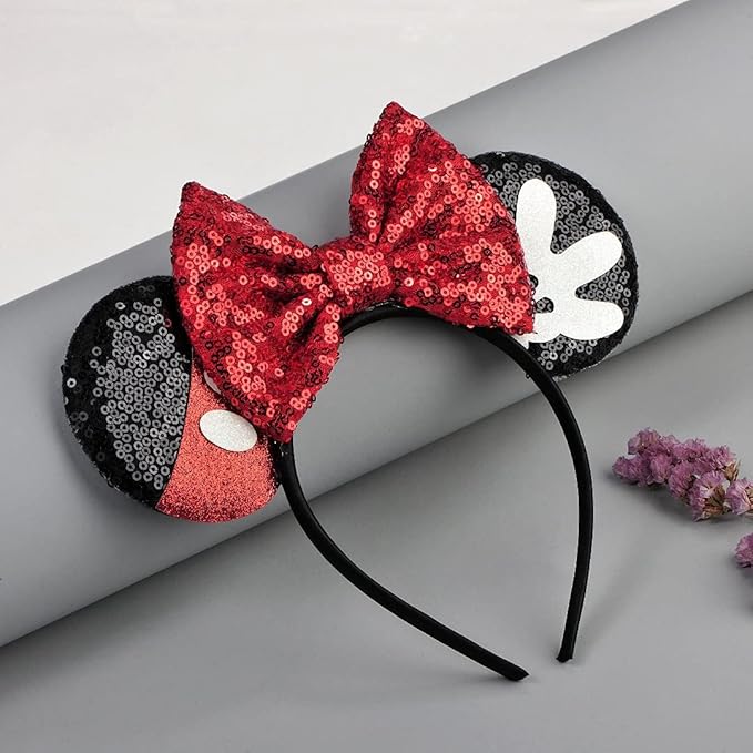 FANYITY Mouse Ears, Sequin Mouse Ears Headband for Girls Women Halloween Birthday Party (Rw)
