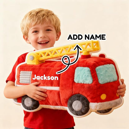 Custom Fire Truck Shaped Pillow Personalized Double-Sided Printed Cute Pillow Customized Christmas Party Commemorative Gift Sofa Decorative for Boys and Girls 8-32in