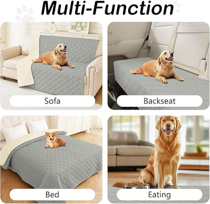 hyha Waterproof Dog Bed Blanket, Soft Pet Blankets, Waterproof Couch Cover for Dogs, Reversible Sofa Covers Washable for Furniture (30x70 Inch, Grey/Beige)