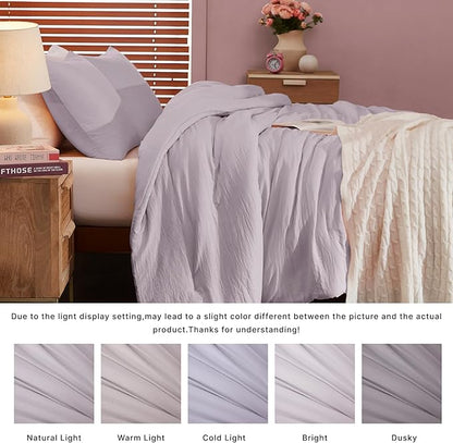 WRENSONGE Full Size Comforter Sets - 3 Pieces Lilac Comforter Prewashed Soft Lightweight for All Seasons, Fluffy Down Alternative Comforter Full Size with 2 Pillow Shams