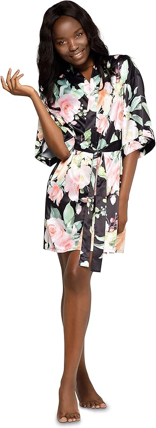 Turquaz Women's Bride Bridesmaids Silky Robe Satin Kimono Robes for Women Lingerie