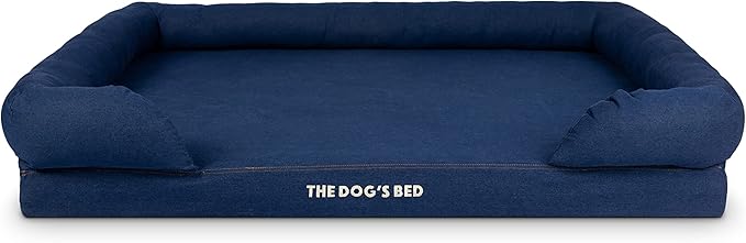 The Dog’s Bed Orthopedic Memory Foam Dog Bed with Bolsters, Oxford Fabric, Blue Denim, XXL