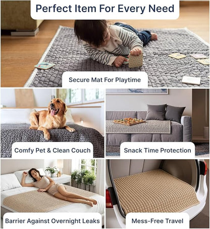 PAULATO BY GA.I.CO. Waterproof Blanket for Bed – Twin Size Cover for Incontinence – Machine Washable Stain-Resistant Protector for Couch and Sofa – Absorbent Pad - Dark Grey