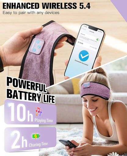 Voerou Sleep Headphones Wireless Bluetooth 5.4 Sports Headband, Sleeping Headphones Eye Mask Earbuds Music Headband for Side Sleepers Perfect for Workout Running Travel Yoga Cool Gadgets Tech Gifts