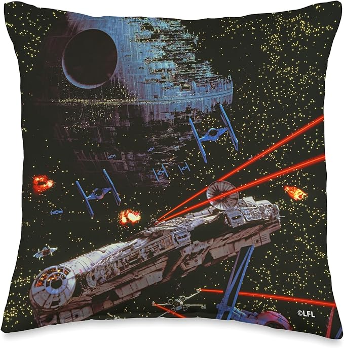 Star Wars Return of the Jedi Death Star II Battle Black Throw Pillow