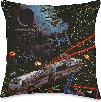 Star Wars Return of the Jedi Death Star II Battle Black Throw Pillow