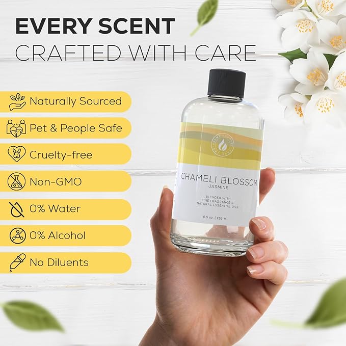 Aroma Country Blossoming Jasmine Diffuser Oil - Luxury Essential Oils for Diffuser Refill & Air Freshener Room Spray - Long-Lasting & Natural Home Fragrance, Scented Oil (8.5 Fl. oz)