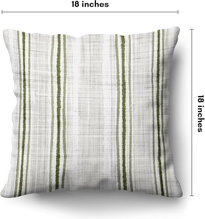 Americanflat 18x18 Throw Pillow with Sewn-in Insert - All-in-One Decorative Pillows - No Cover Needed - Soft and Durable Cushion for Bed or Sofa - Polyester - Green and White