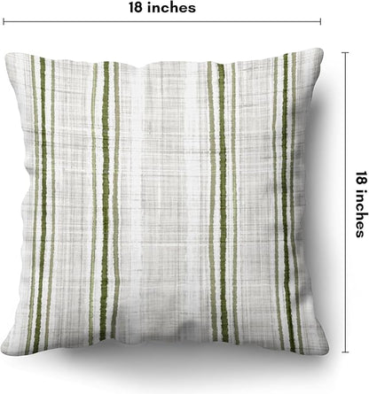 Americanflat 18x18 Throw Pillow with Sewn-in Insert - All-in-One Decorative Pillows - No Cover Needed - Soft and Durable Cushion for Bed or Sofa - Polyester - Green and White