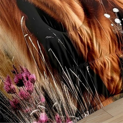 Highland Cow Comforter Set Full Size,Rustic Bedding Set for Children,Hoilday Decor Down Alternative Comforter with 2 Pillowcases/79 * 90