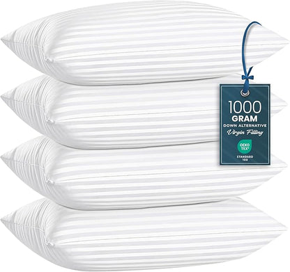 Utopia Bedding Bed Pillows Queen Size Set of 4 (White), Premium Soft Hotel Pillows, Original Down Alternative Filling, Pillow for Sleeping, Cooling Pillow for Back, Stomach and Side Sleeper