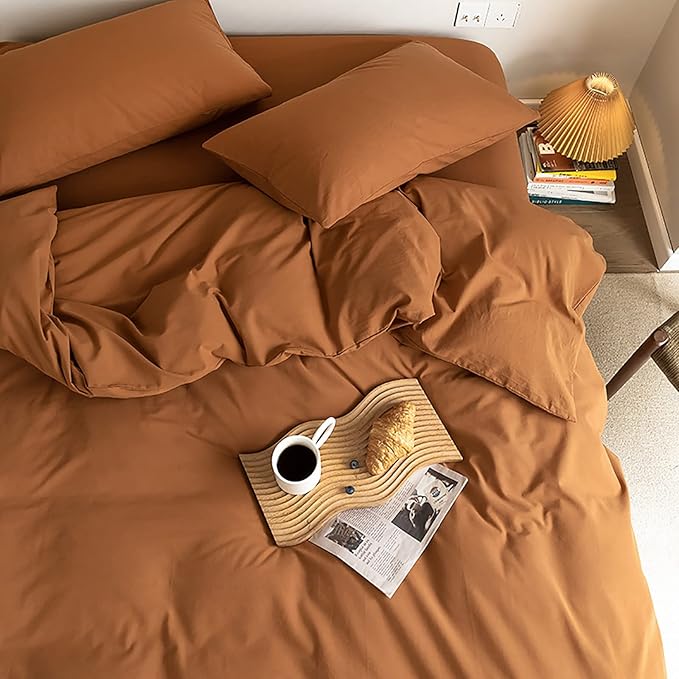 Luxlovery California King Pumpkin Comforter Rust Terracotta Bedding Set Cal King Caramel Burnt Orange Quilts Pumpkin Brown Comforter Set Women Men Cal King