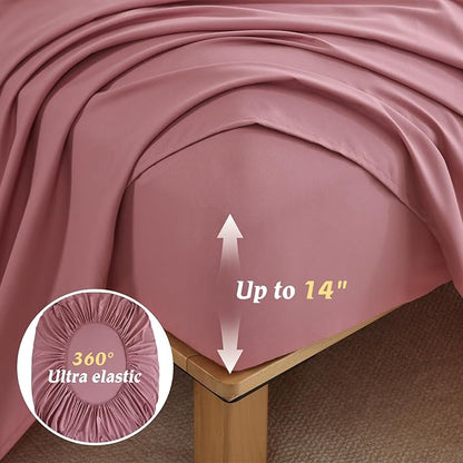 Luxudecor King Comforter Set 7 Pieces Bedding Sets,Black Pink Floral Comforter and Sheet Set,Soft Microfiber Bed in a Bag for All Seasons (Black Pink,104"x90")