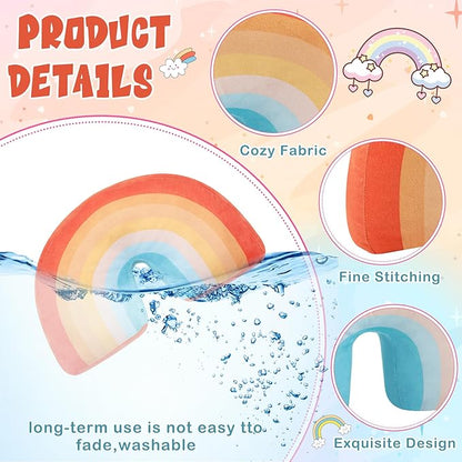 Chunful Rainbow Pillow for Girls Kids 13.8 x 8.7 x 4 Inch Plush Cute Rainbow Throw Pillow Arch Shaped Cushion Stuffed Decoration for Bed Chair Room Home Decor Easter Day(Neutral Bohemian,2 Pcs)