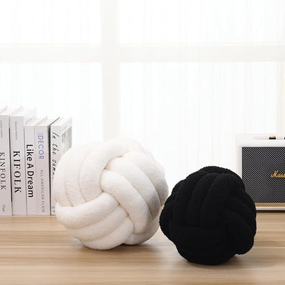 Petrella Knot Pillow Ball Round Throw Pillows Home Decor Cushion Decorative Aesthetic Throw Pillows，Lambswool White 11inch